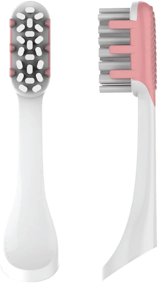 مسواک برقی شارژی SnapWhite Pinky با سری‌های جایگزین، برس‌های نرم نایلونی و لاستیکی برای تمیز کردن عمیق، تایمر روش چهار قسمتی، پایه دیواری/کاور مسافرتی رزگلد، بسته 2 عددی