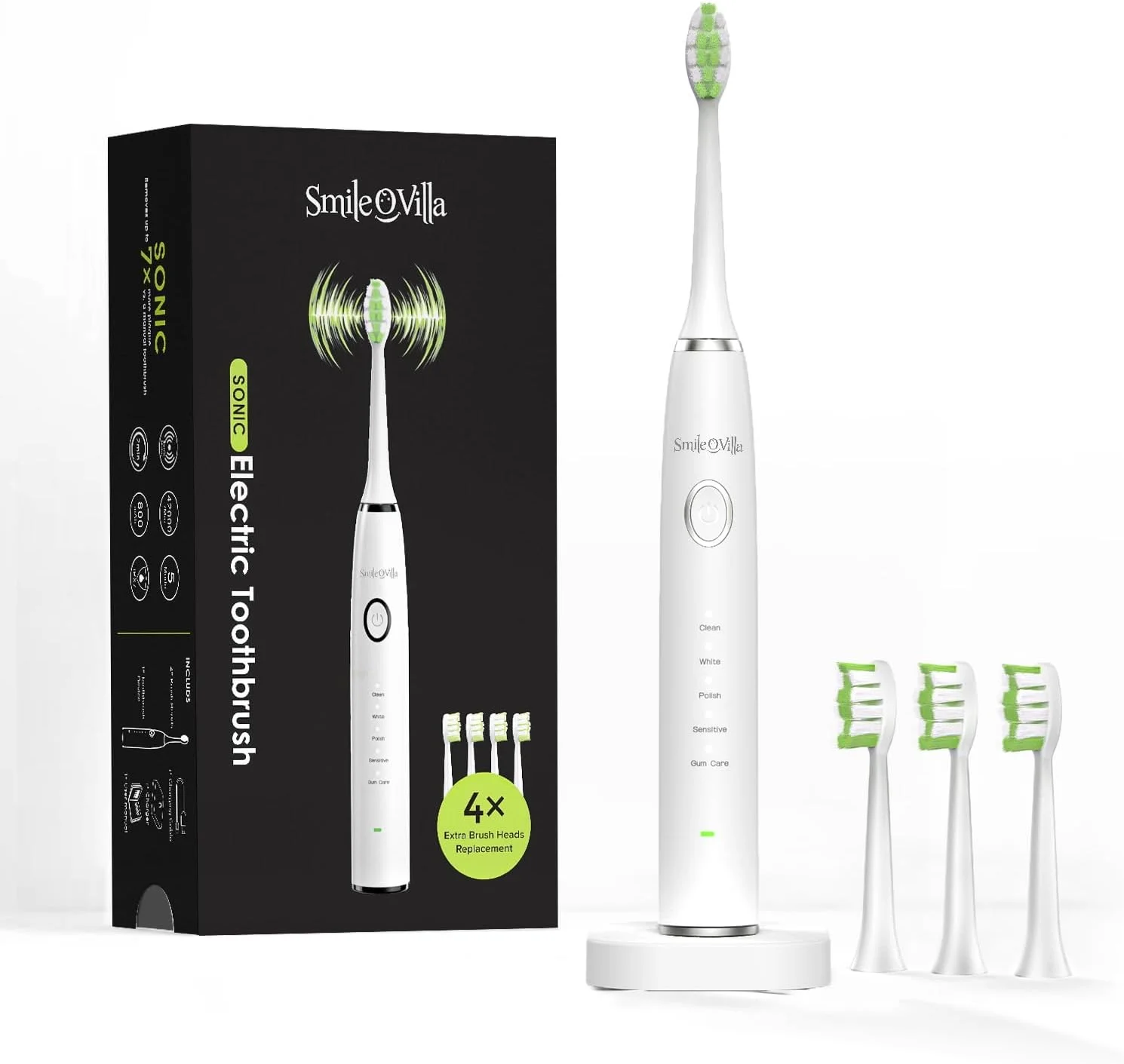مسواک برقی پیشرفته صوتی با 4 سری تعویضی – حالت‌های مختلف برای تمیزی عمیق