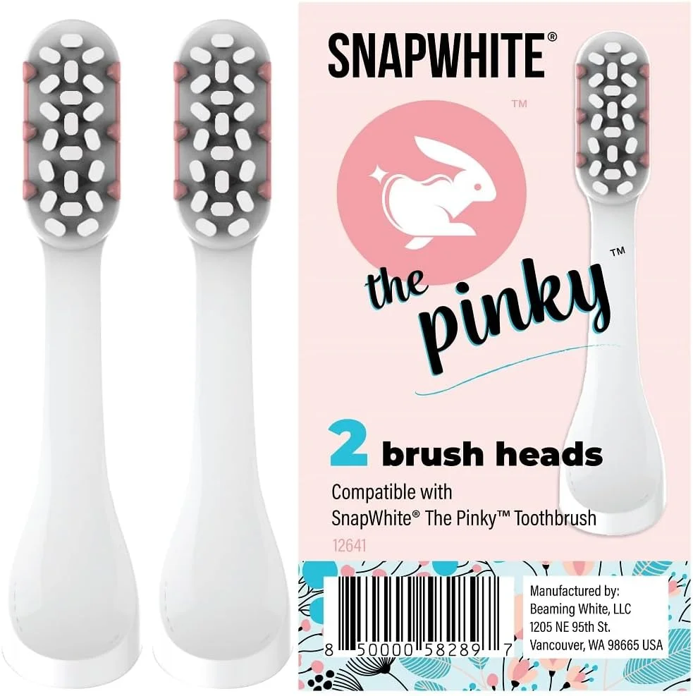 مسواک برقی شارژی SnapWhite Pinky با سری‌های جایگزین، برس‌های نرم نایلونی و لاستیکی برای تمیز کردن عمیق، تایمر روش چهار قسمتی، پایه دیواری/کاور مسافرتی رزگلد، بسته 2 عددی