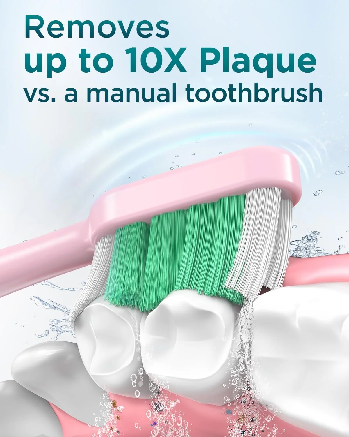 مسواک برقی صوتی برای بزرگسالان و کودکان - مسواک صوتی کودکان با 8 سر برس و کیف مسافرتی، 5 حالت، ضد آب IPX7، مسواک برقی کودکان، صورتی