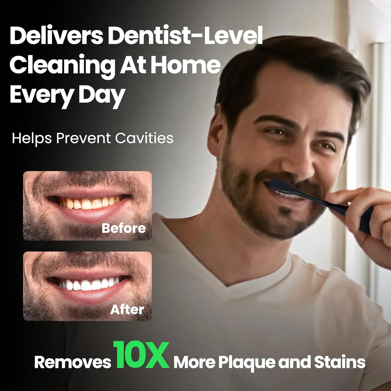 مسواک برقی سونیک - 180 روز با یک بار شارژ، موتور 48000VPM، 5 حالت تمیز کردن، تایمر 2 دقیقه ای، 4 سری تعویض با کیفیت، IPX8 قابل شارژ، مسواک برقی مسافرتی برای بزرگسالان و نوجوانان