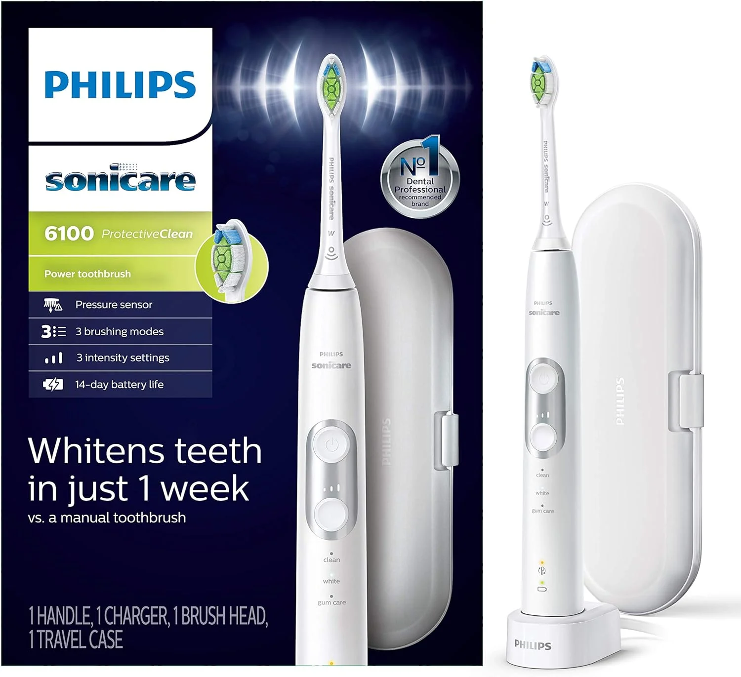 مسواک برقی شارژی Philips Sonicare ProtectiveClean 6100، سفید، مدل HX6877/21