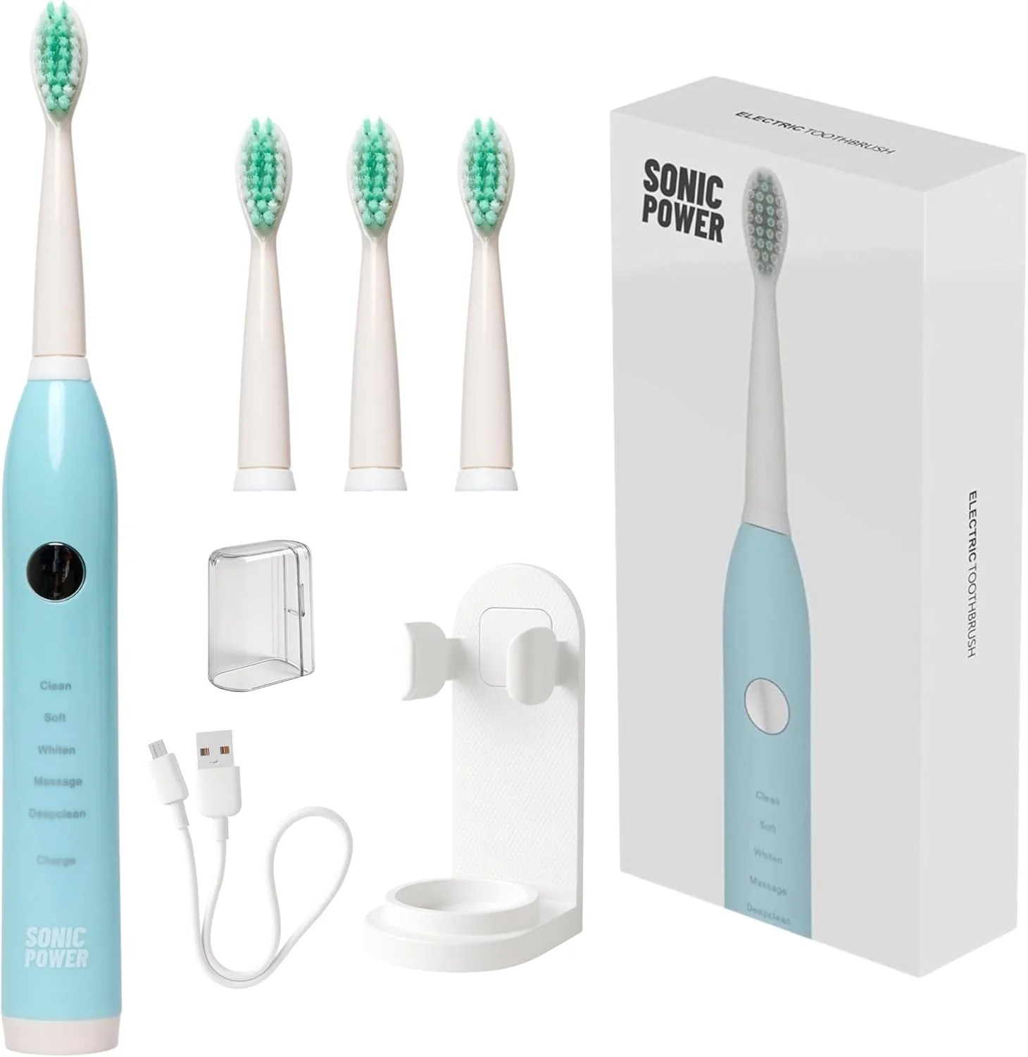مسواک برقی سونیک سری مسافرتی برای بزرگسالان و نوجوانان، سفید کننده، فوق العاده قابل حمل، باتری قابل شارژ با ماندگاری طولانی، 5 حالت تمیز کردن، 6 ماه برس، از بین بردن پلاک