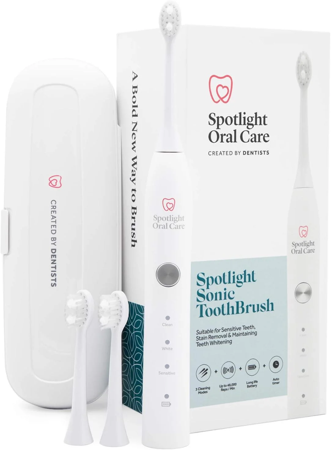مسواک برقی سونیک Spotlight Oral Care | مسواک برقی ملایم و موثر | تایمر 2 دقیقه ای | باتری بادوام | 3 تنظیم سرعت | تا 48000 دور در دقیقه