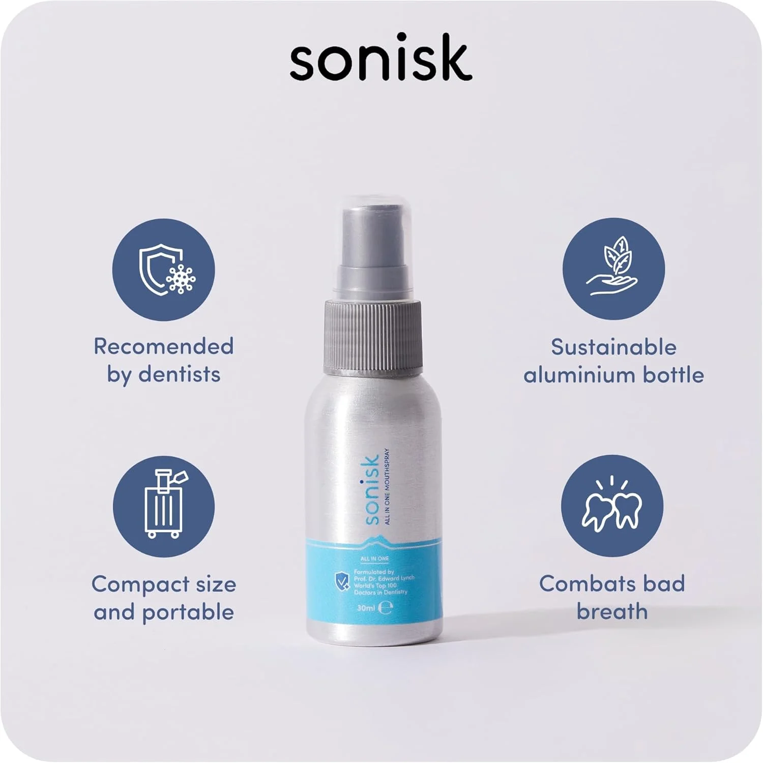 مجموعه مسافرتی سونیک | مسواک برقی پالسی، ۴ سری جایگزین، قرص خمیر دندان جویدنی و اسپری خوشبو کننده دهان نعنایی | فناوری صوتی، طراوت ماندگار | توصیه شده توسط دندانپزشکان (مشکی مات)