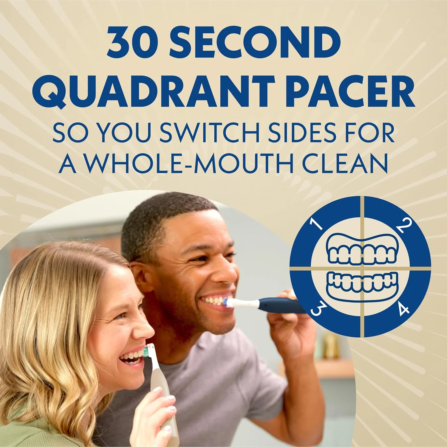 مسواک برقی باتری خور Spinbrush Smart Clean برای بزرگسالان با سر دوگانه، زمان‌سنج و تایمر، شامپاین، برس نرم، 1 عدد