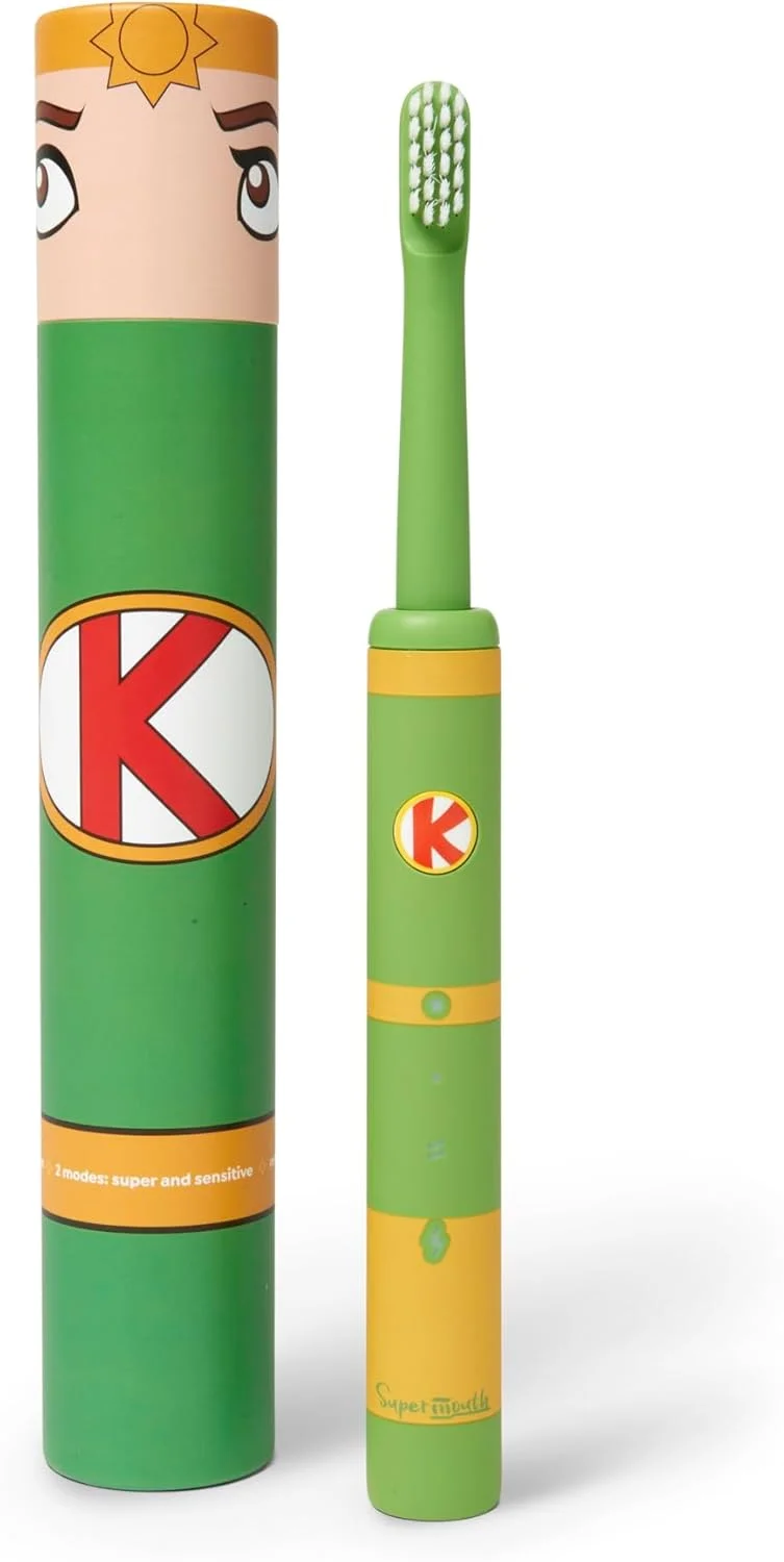 مسواک صوتی کودکانه SuperMouth Smile Sidekick – قابل شارژ، 3 حالت مسواک زدن، برس های فوق العاده نرم، تایمر 2 دقیقه ای، سر برس قابل تعویض – شامل برچسب واقعیت افزوده برای آموزش مسواک زدن