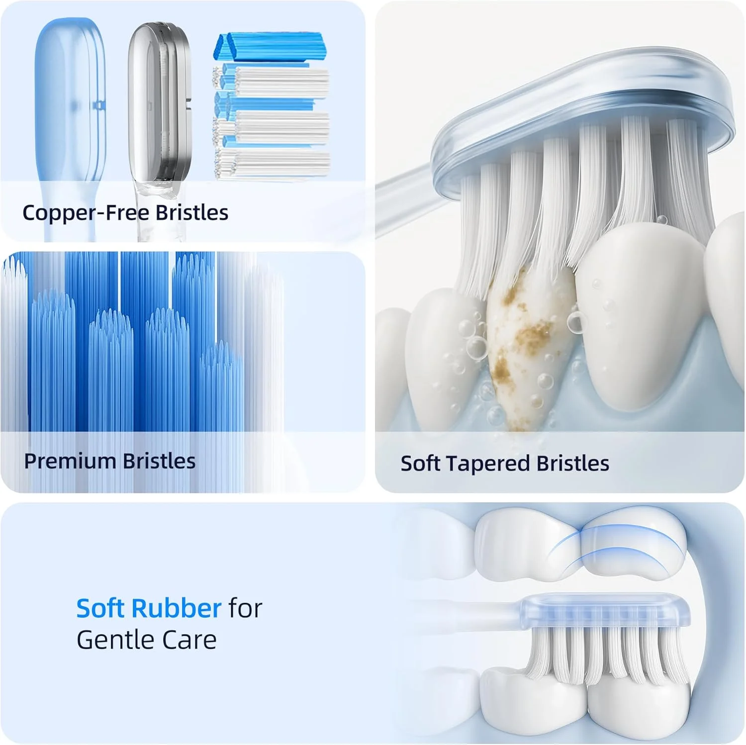 مسواک برقی نوسانی 60 درجه SYNHOPE، مسواک صوتی موج ارتعاشی برای بزرگسالان با 2 سر برس، IPX7 (مشکی)
