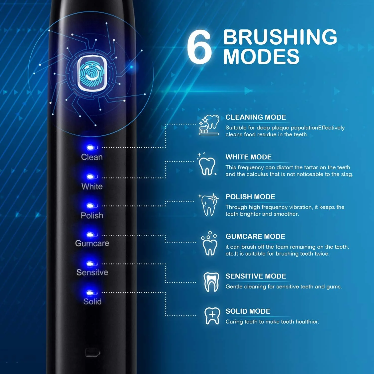 مسواک برقی با 4 سری مسواک، مسواک های صوتی قابل شارژ با 6 حالت اختیاری، IPX7 مسواک برقی سفید کننده 4 ساعت شارژ برای 30 روز، مسواک 2 دقیقه ای