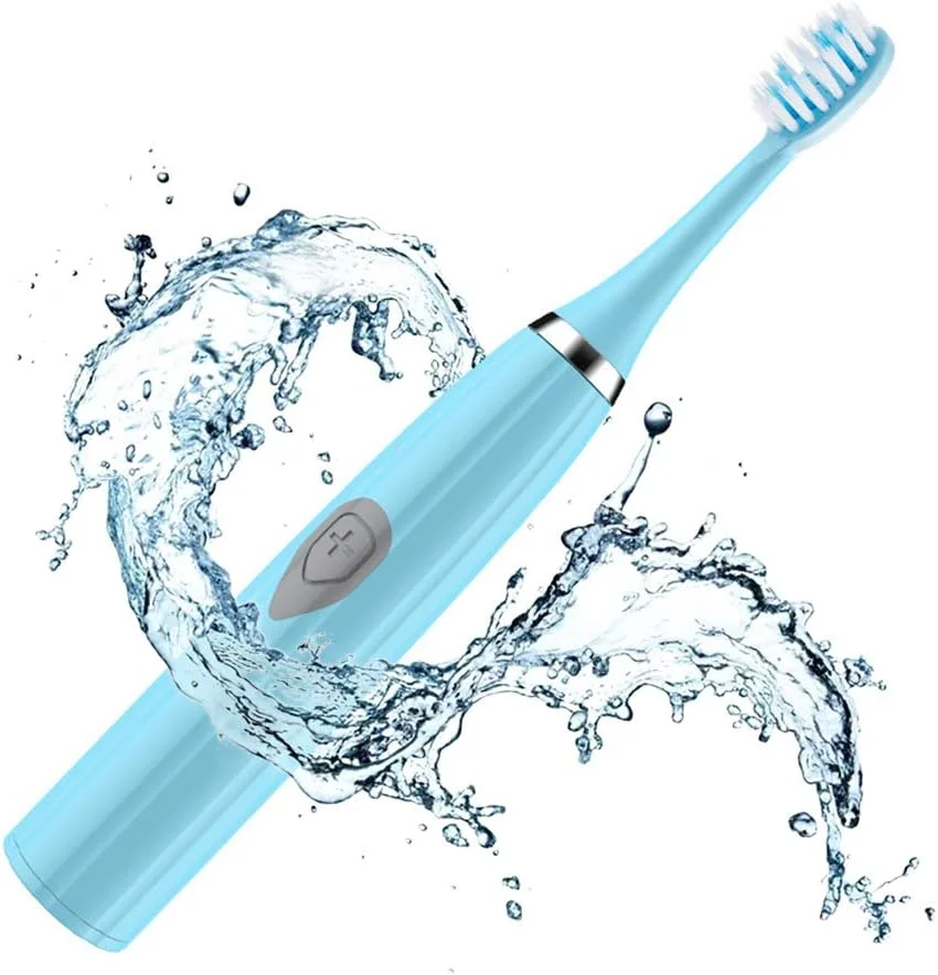 مسواک برقی سونیک با 5 سری قابل تعویض، مسواک قابل شارژ USB با 5 حالت تمیز کردن، ضد آب IPX7، محافظت از لثه و بهبود سلامت دهان، آبی