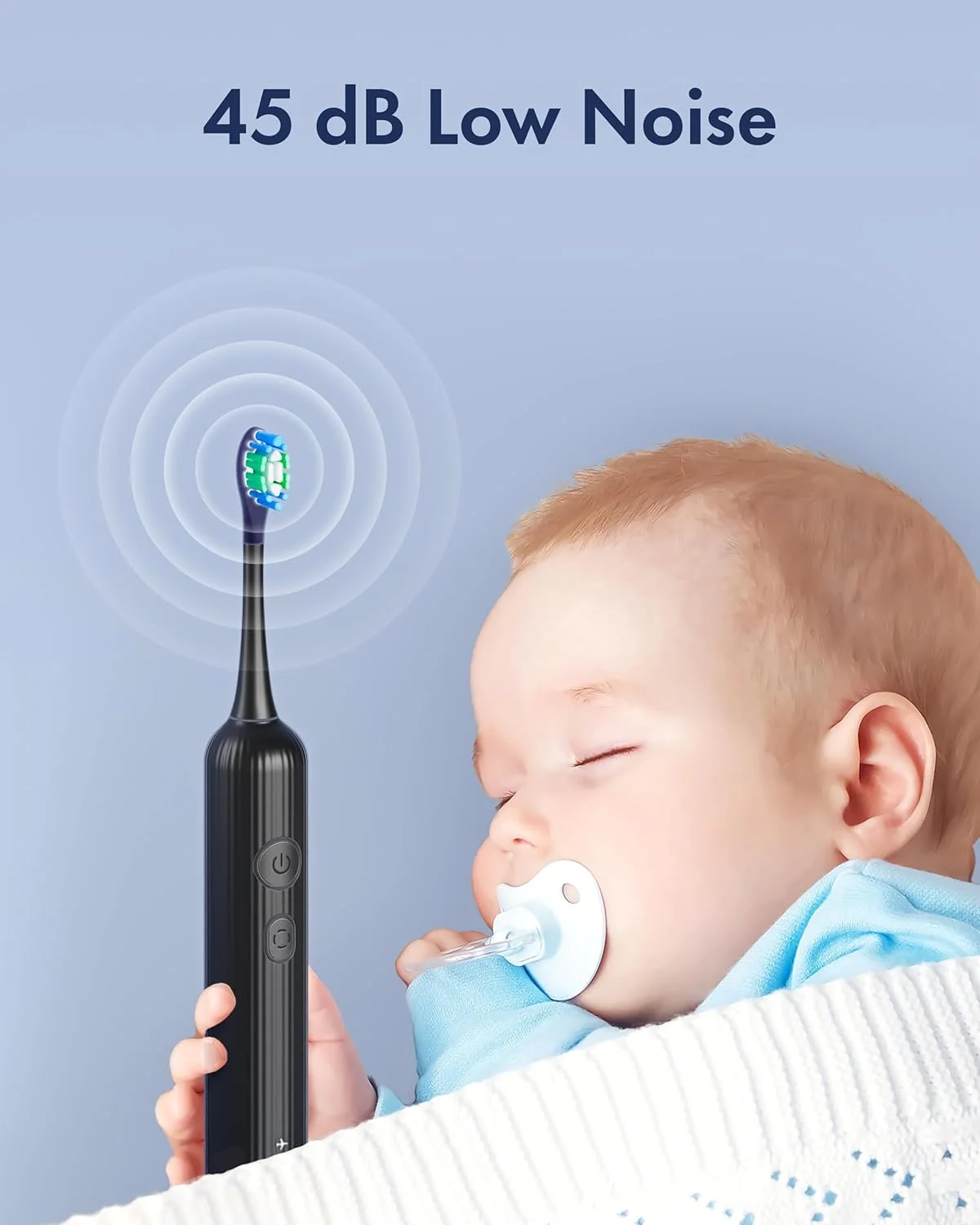 مسواک برقی ویو، مسواک برقی سونیک ارتعاشی و نوسانی برای بزرگسالان با 4 سر برس موی DuPont، ضد آب IPX7، قابل شارژ USB، مسواک مسافرتی (مشکی ABS)