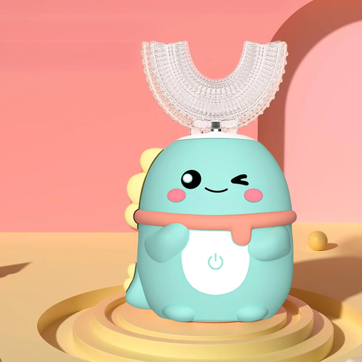 مسواک U شکل کودکانه | مسواک تمیز کننده اتوماتیک، مراقبت دهان و دندان ویبره ای طرح دایناسور کارتونی برای کودکان 2 تا 6 سال، تشویق به عادت مسواک زدن روزانه در خانه