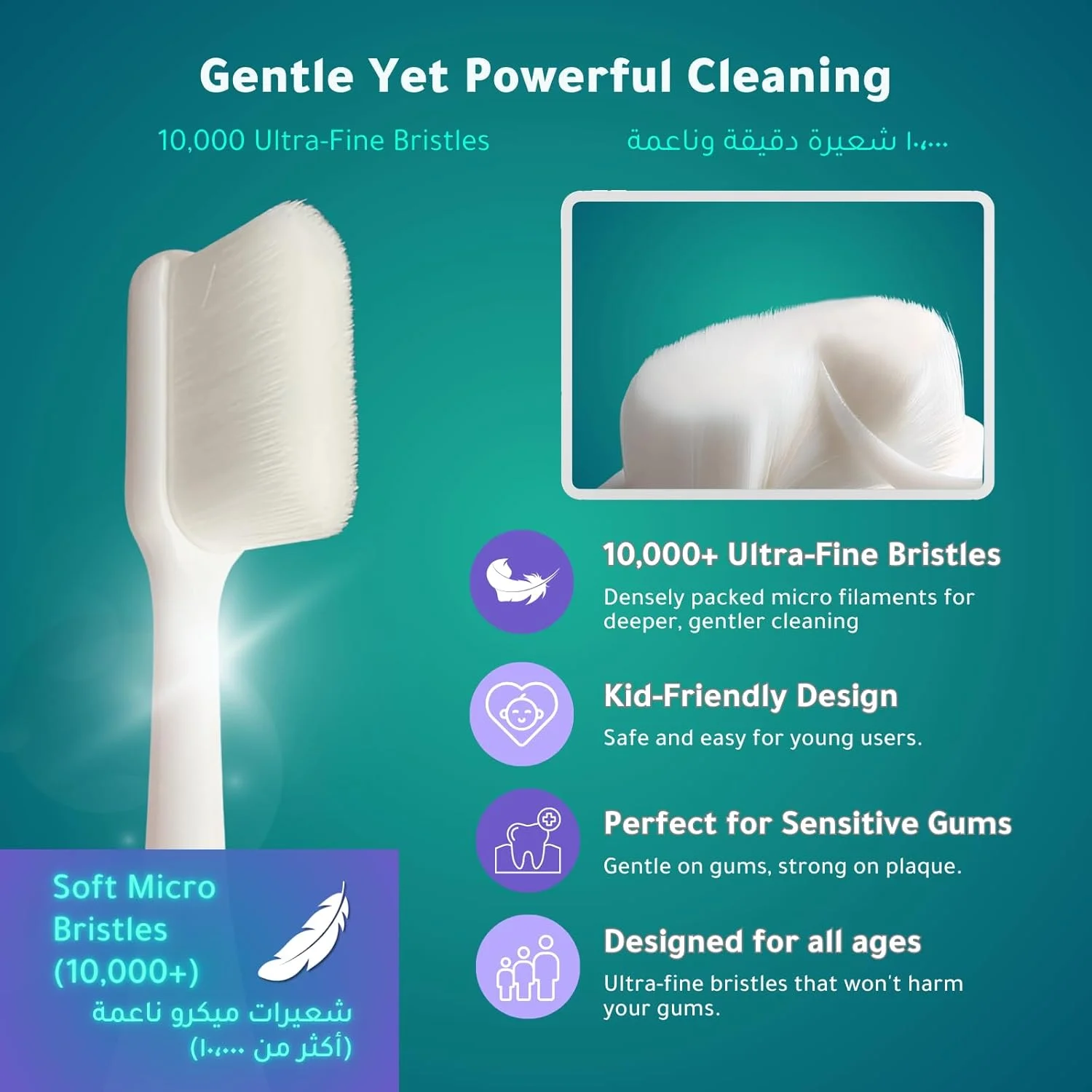 مسواک برقی لرزشی TRULY DT-200 – شامل باتری AAA، دارای 10000+ برس بسیار ظریف، عملکرد آرام 60 دسی بل، ضد آب IPX7، مناسب کودکان - سفید