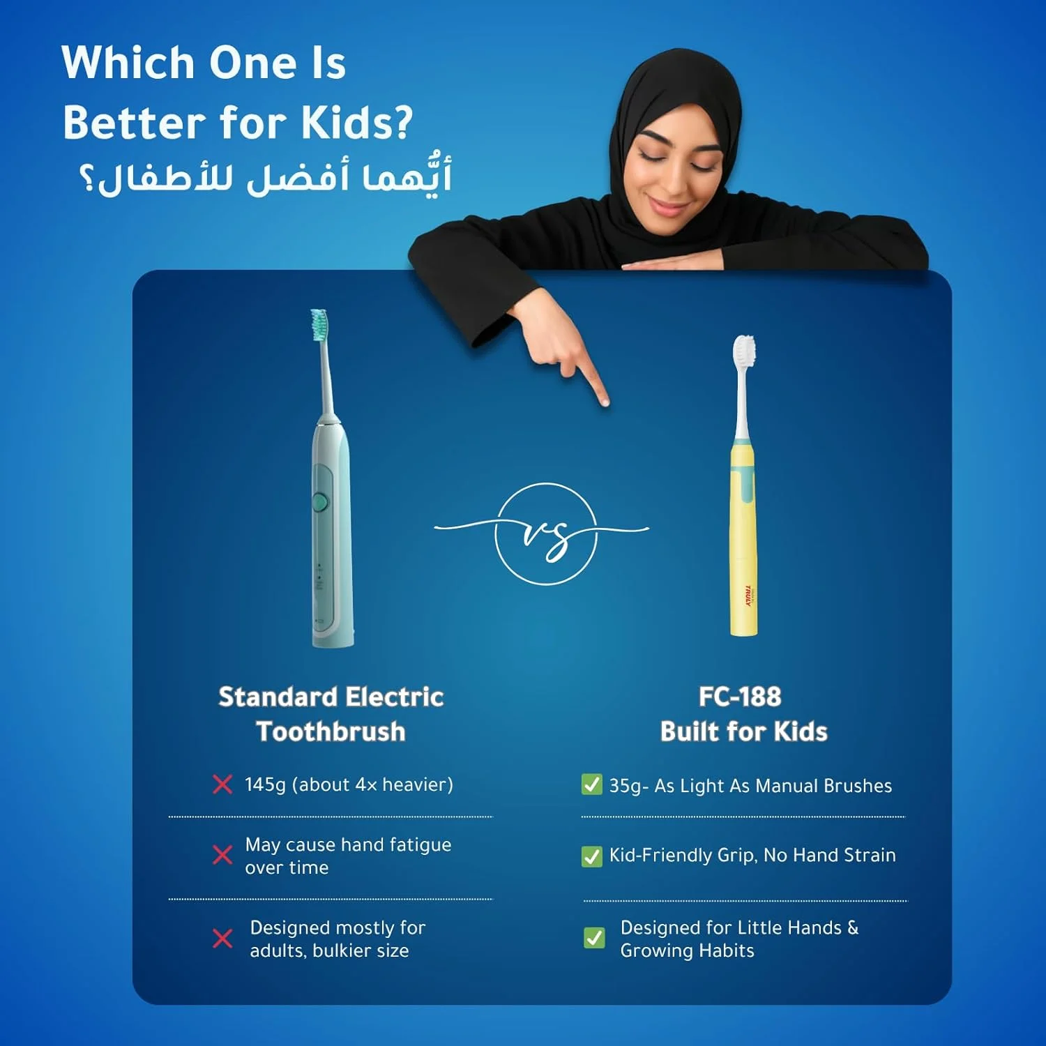 مسواک برقی لرزشی FC-188 – برس های DuPont، ضد آب IPX6، سبک وزن، باتری AAA – آبی مسواک برقی لرزشی FC-188 – برس های DuPont، ضد آب IPX6، سبک وزن، باتری AAA – آبی