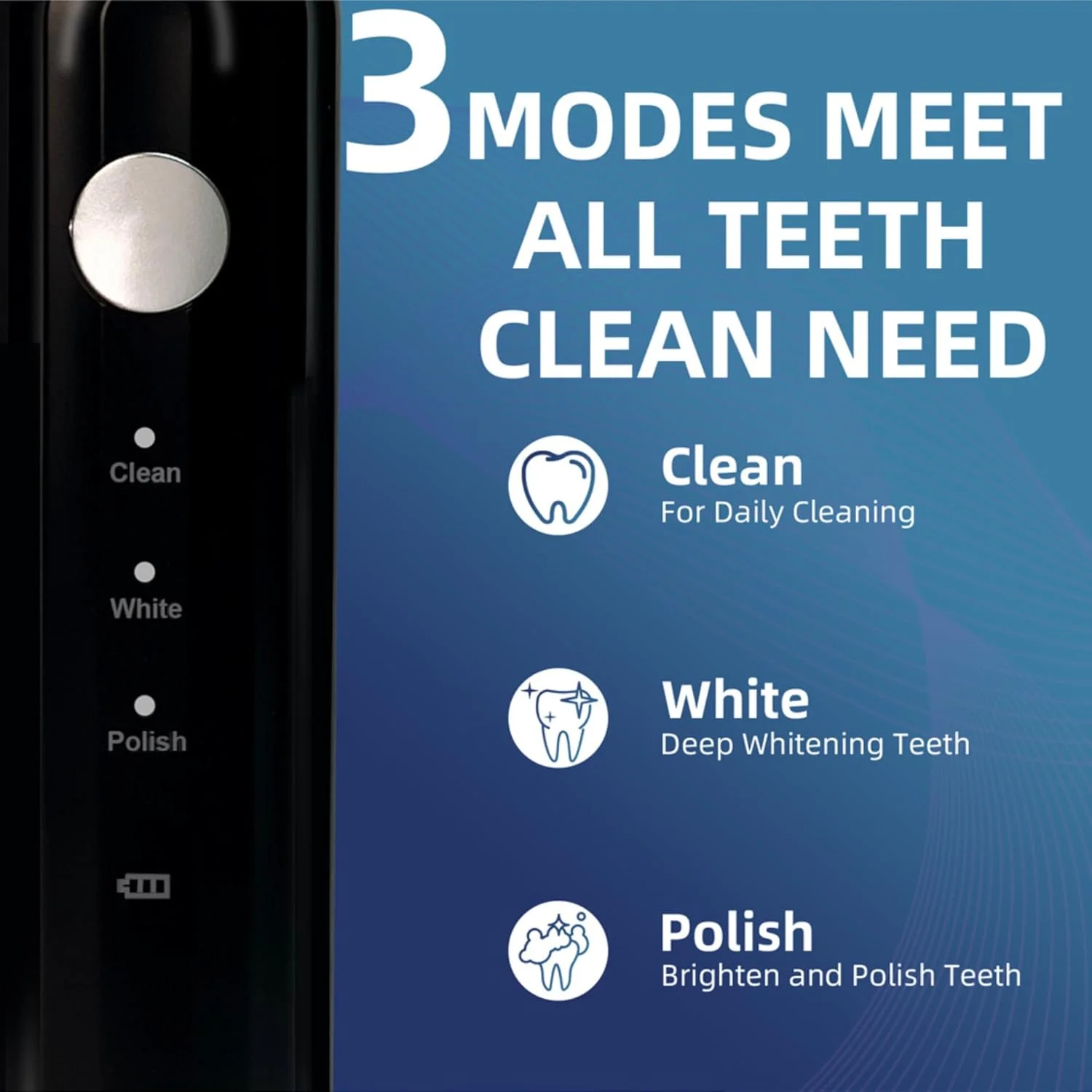 مسواک برقی U شکل برای بزرگسالان - تمیز کردن صوتی اتوماتیک 360 درجه، برس های نرم، 3 حالت، باتری قابل شارژ 1200 میلی آمپر ساعتی، ضد آب IPX7، مناسب برای مسافرت/استفاده در منزل - شارژ Type-C