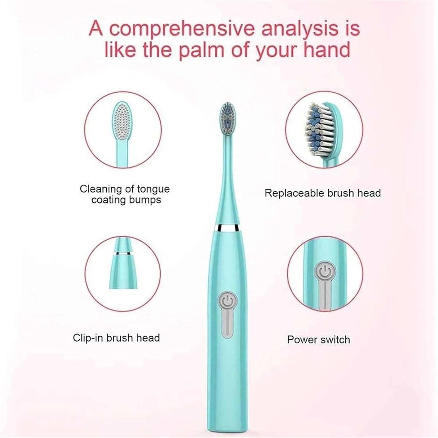 مسواک برقی UOOD، مسواک قابل شارژ USB، 4 حالت مسواک زدن با 2 سر برس جایگزین عملکرد تمیز کنندگی قدرتمند (رنگ: سفید)