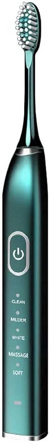 مسواک برقی 5 حالته با 5 سری، شارژ سریع USB، مسواک برقی با تایمر هوشمند داخلی، قابل شارژ برای بزرگسالان و کودکان، عملکرد تمیز کنندگی قوی (رنگ: سبز)