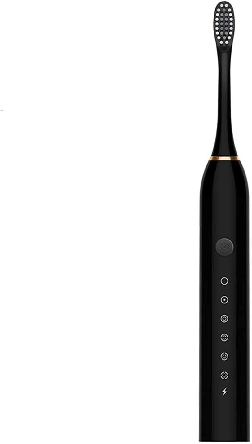 مسواک برقی UOOD برای بزرگسالان، تمیز کننده دندان ها مانند دندانپزشک، قابل شارژ، حداقل 30 روز استفاده، 6 حالت اختیاری، سر برس با عملکرد تمیز کنندگی قوی (رنگ: مشکی)