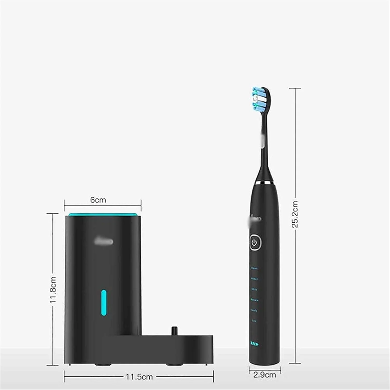 مسواک برقی با 6 حالت، 4 سری برس، شارژ سریع، تایمر هوشمند داخلی، مسواک های قابل شارژ برای بزرگسالان و کودکان، عملکرد تمیز کنندگی قوی