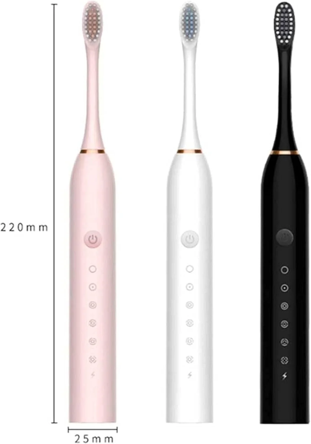 مسواک برقی UOOD برای بزرگسالان، تمیز کننده دندان ها مانند دندانپزشک، قابل شارژ، حداقل 30 روز استفاده، 6 حالت اختیاری، سر برس با عملکرد تمیز کنندگی قوی (رنگ: مشکی)