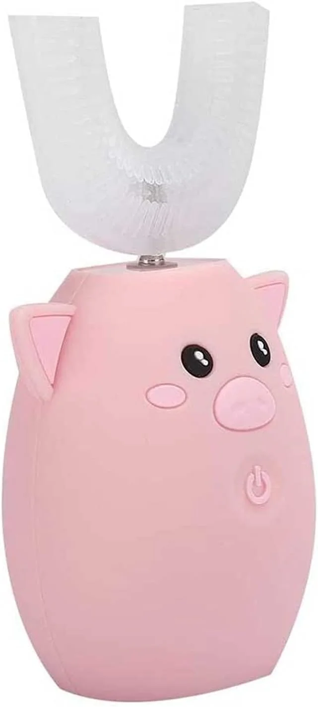 مسواک برقی U شکل، مسواک برقی 360 درجه تمام اتوماتیک با فرکانس متغیر، شارژ القایی سفید کننده دندان، مسواک سیلیکونی برقی برای کودکان، حمل آسان