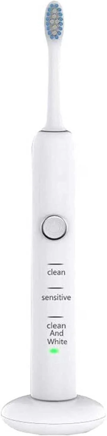 مسواک برقی شارژی UOOD، 1 دسته متصل به برنامه، 3 حالت با عملکرد سفید کننده، حسگر فشار، 3 سر مسواک، هدیه برای آقایان/خانم ها عملکرد تمیز کنندگی قدرتمند (رنگ: سفید)