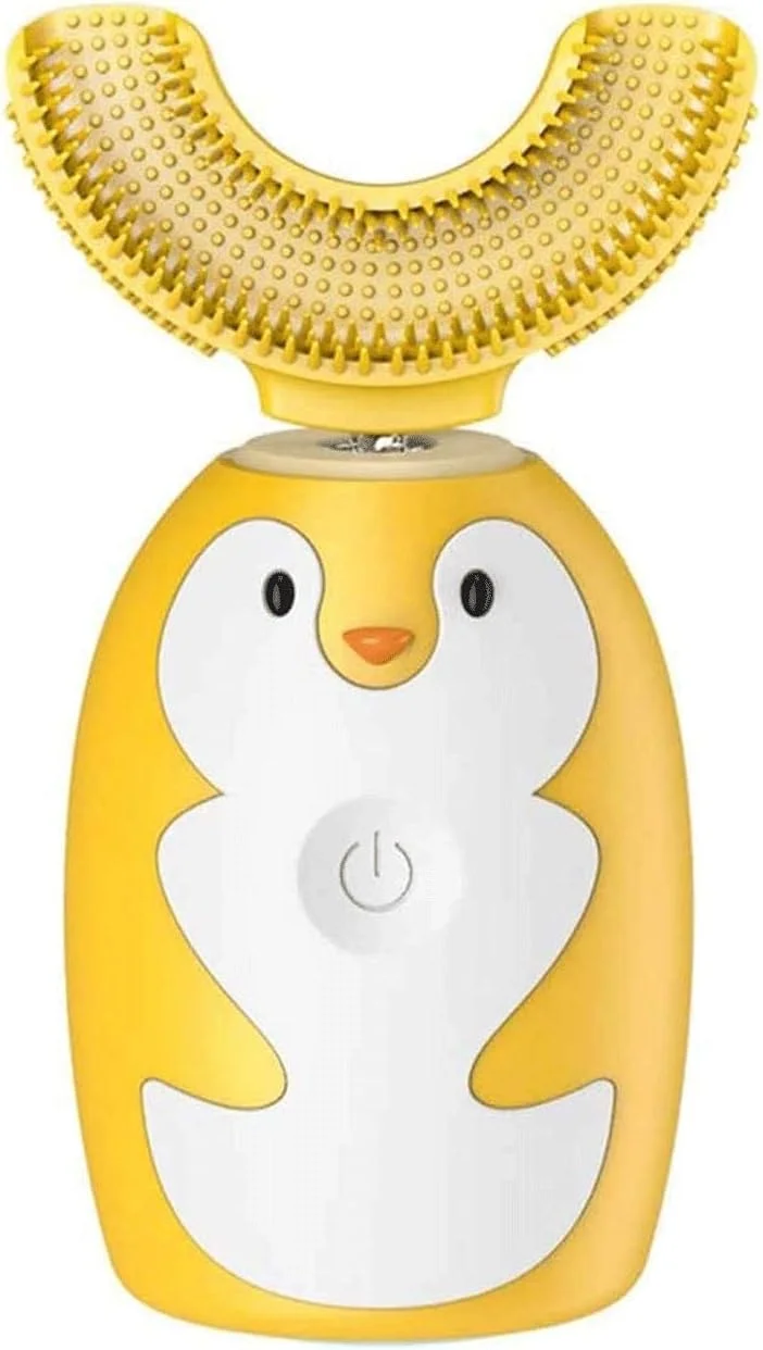 مسواک برقی کودک UOOD، مسواک صوتی هوشمند 360 درجه اتوماتیک با سر برس U شکل، 3 حالت با تایمر 45 ثانیه ای IPX7 ضد آب قابل شارژ خودکار برای کودکان، حمل آسان