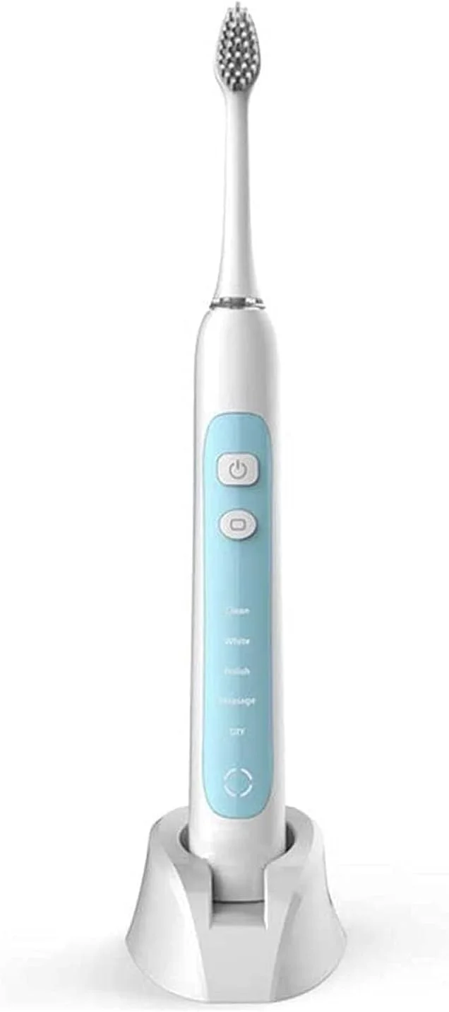مسواک برقی، 1 دسته متصل به برنامه، 5 حالت با عملکرد سفید کننده، حساس، سنسور فشار، 2 سر مسواک عملکرد تمیز کنندگی قدرتمند (رنگ: آبی)