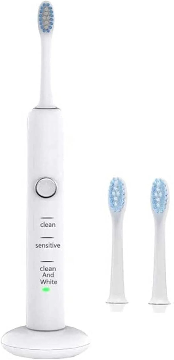 مسواک برقی شارژی UOOD، 1 دسته متصل به برنامه، 3 حالت با عملکرد سفید کننده، حسگر فشار، 3 سر مسواک، هدیه برای آقایان/خانم ها عملکرد تمیز کنندگی قدرتمند (رنگ: سفید)