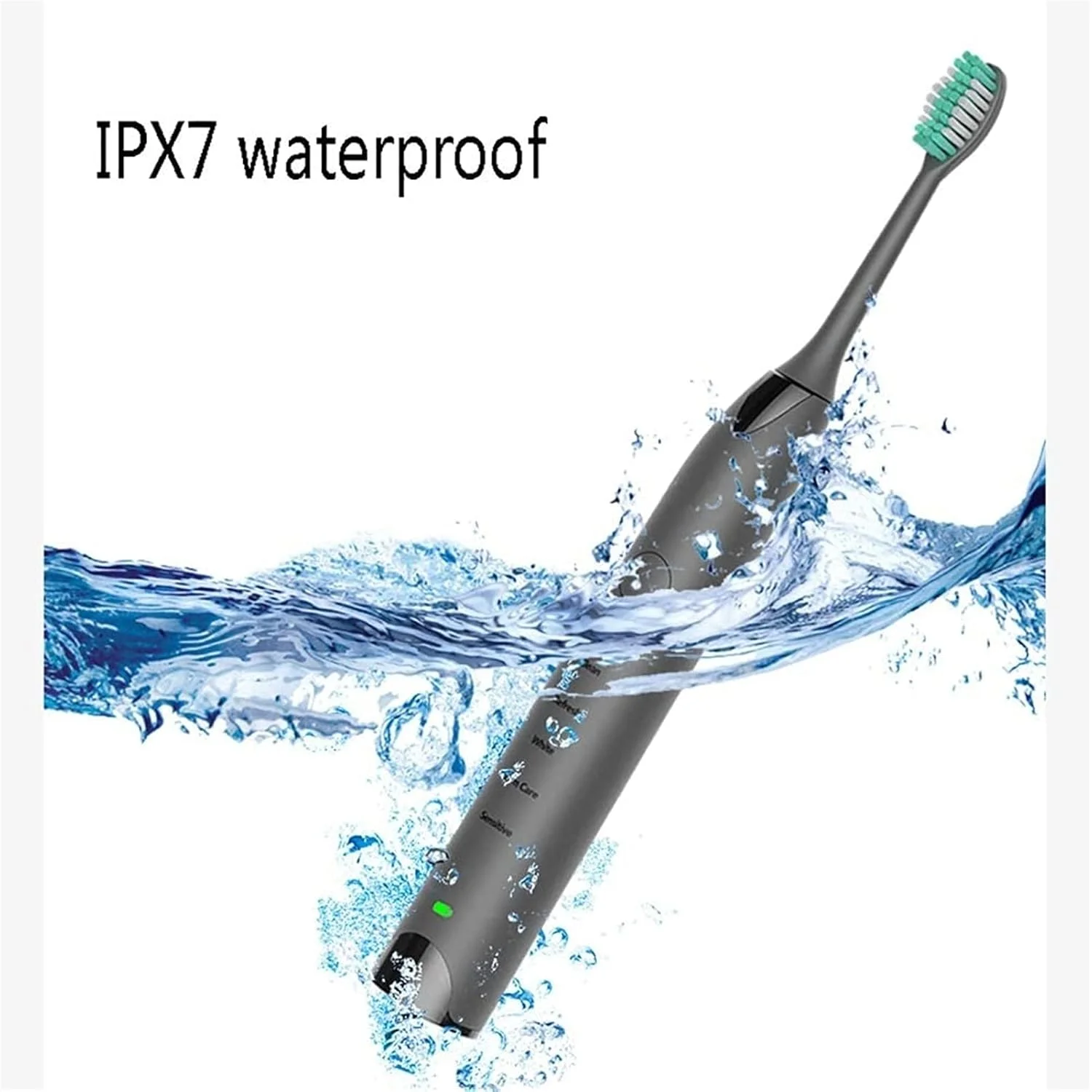مسواک برقی شارژی با جعبه مسافرتی شارژ و سر برس اضافی، مسواک سفید کننده اولتراسونیک خانگی مو نرم عملکرد تمیز کننده قدرتمند و بی صدا (رنگ: سفید)