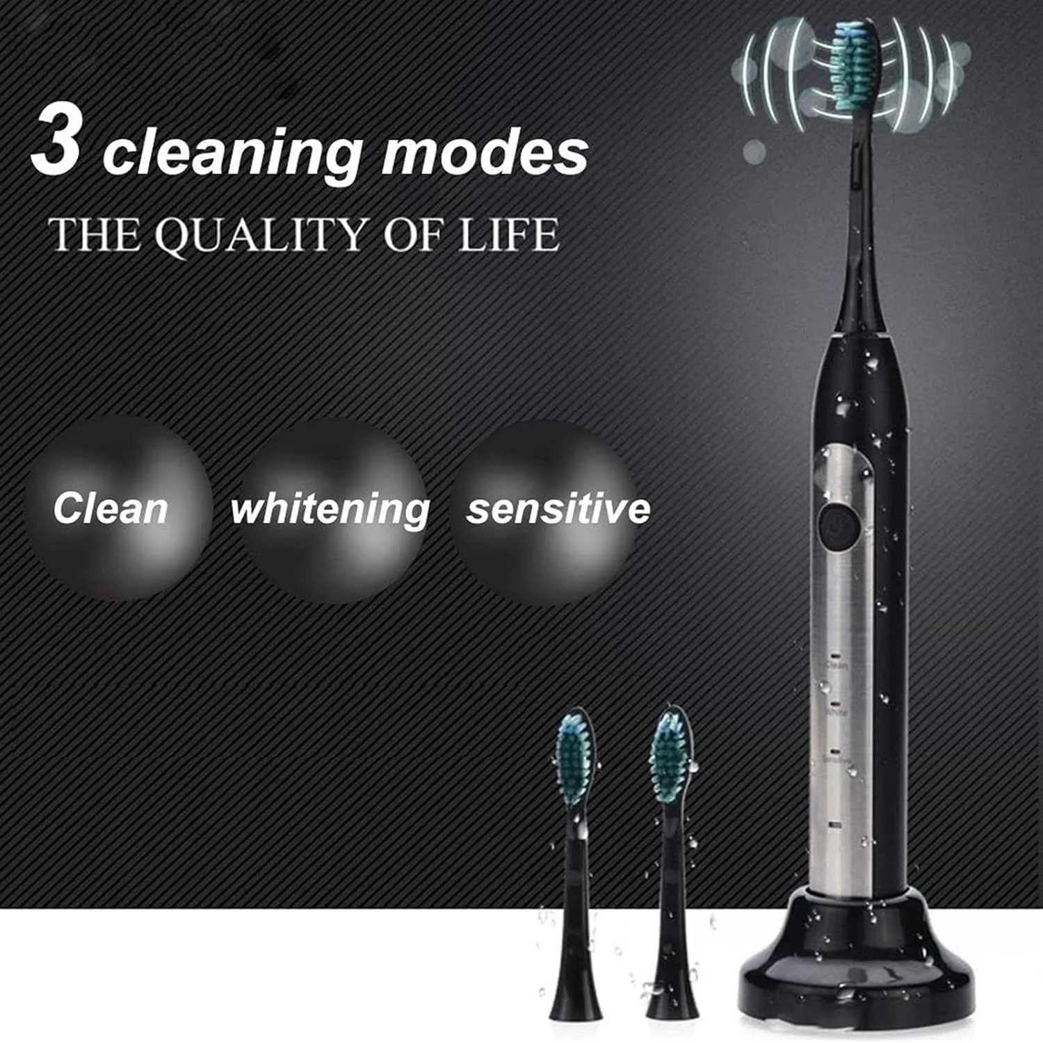 مسواک برقی بزرگسال UOOD، مسواک های صوتی برقی قابل شارژ، 3 حالت، موتور 35000 VPM و تایمر هوشمند 2 دقیقه ای با عملکرد تمیز کنندگی قوی