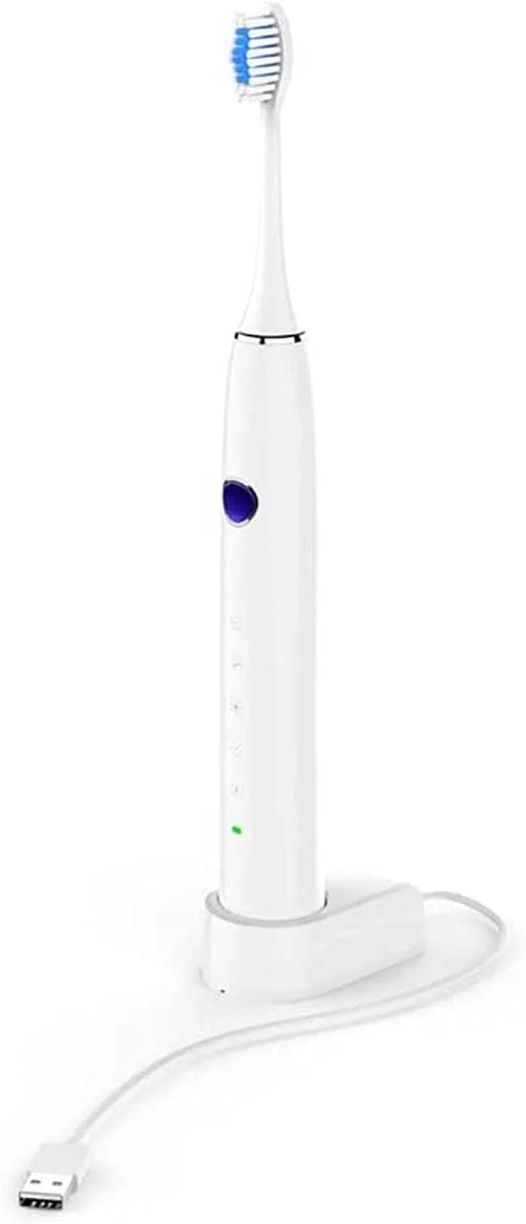 مسواک برقی، مسواک های شارژی صوتی سفید کننده برای بزرگسالان و کودکان، 5 حالت تمیز کردن با 2 سر برس و 1 کیف مسافرتی، تایمر هوشمند عملکرد تمیز کنندگی ضد آب و قدرتمند