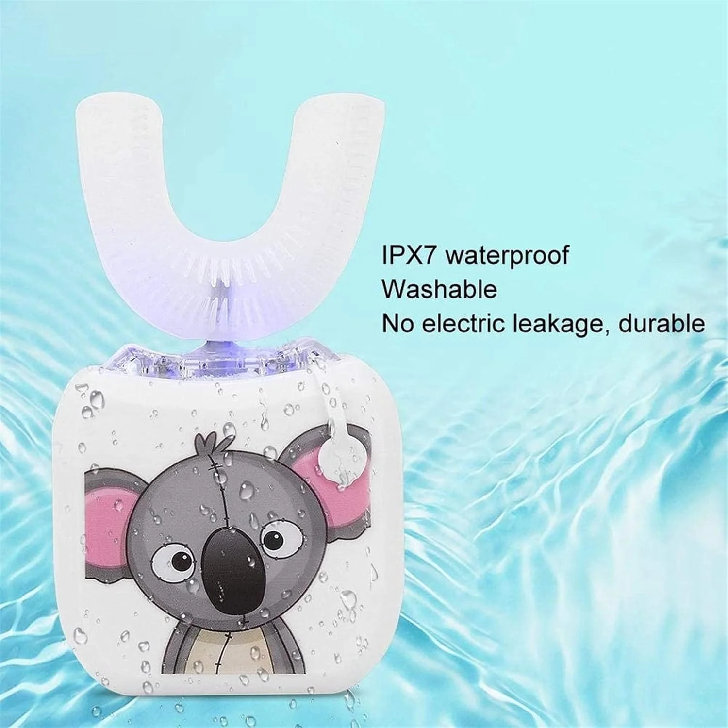 مسواک U شکل UOOD، مسواک هوشمند تمیز کننده 360 درجه کودکان، ابزار مراقبت از دهان و دندان مسواک صوتی برقی، حمل آسان (رنگ: سفید)