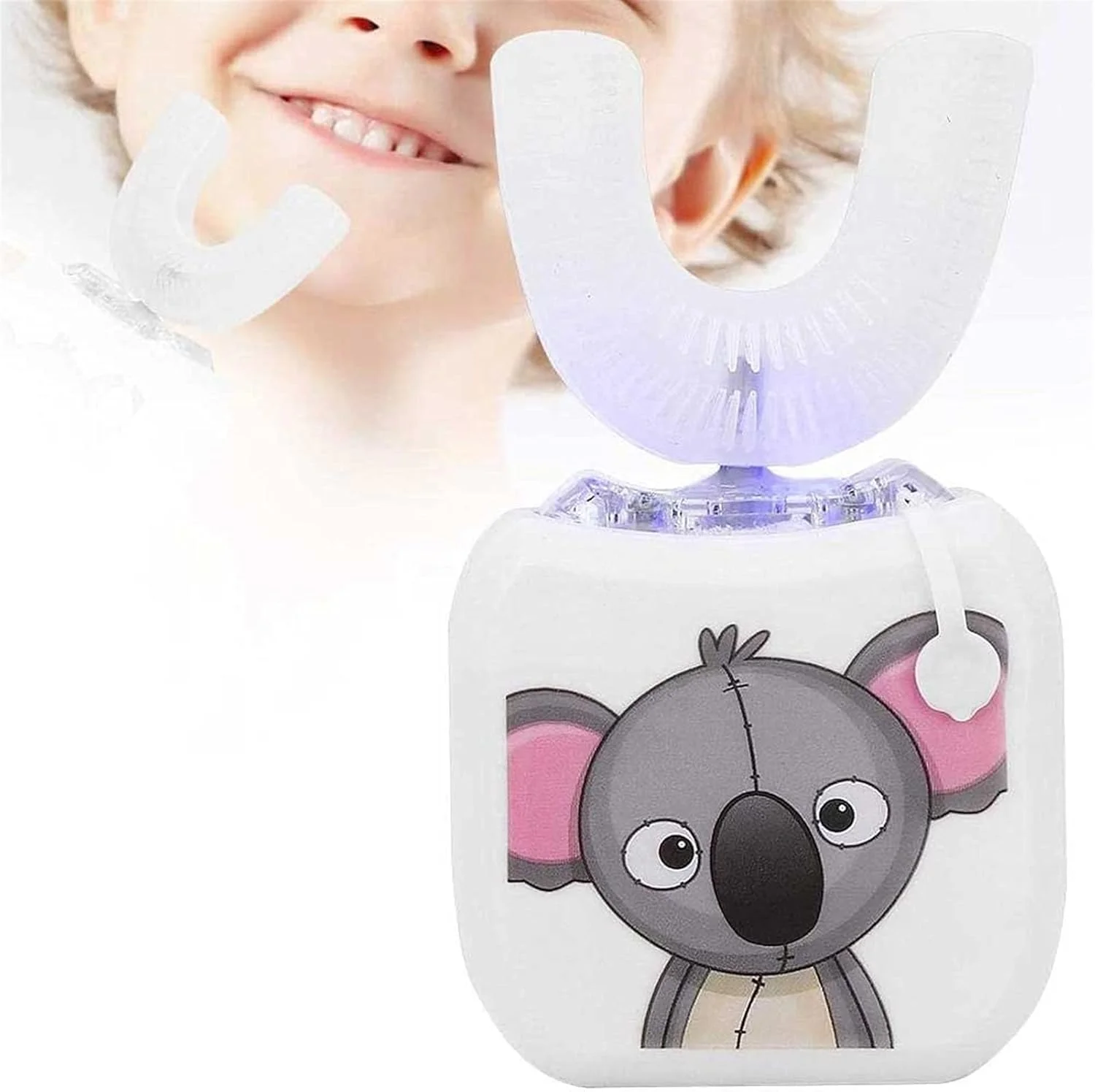 مسواک U شکل UOOD، مسواک هوشمند تمیز کننده 360 درجه کودکان، ابزار مراقبت از دهان و دندان مسواک صوتی برقی، حمل آسان (رنگ: سفید)