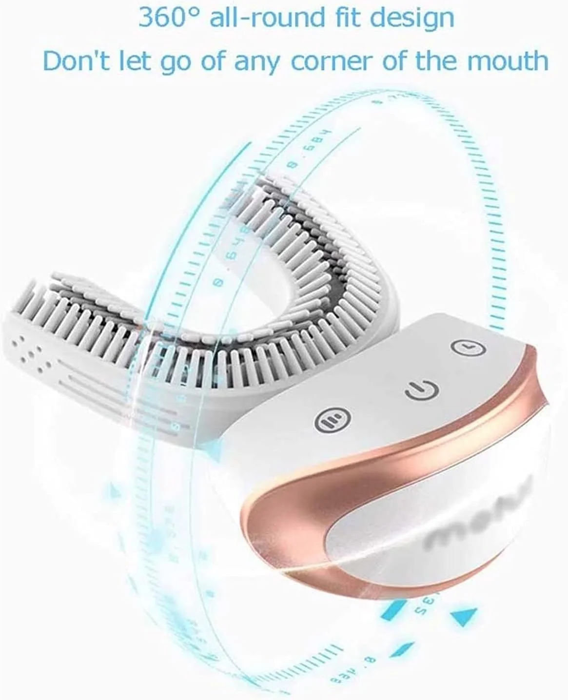 مسواک برقی اولتراسونیک U شکل UOOD، مسواک هوشمند اتوماتیک صوتی 360 درجه نوع U، شارژ USB، سفید کننده دندان، حمل آسان