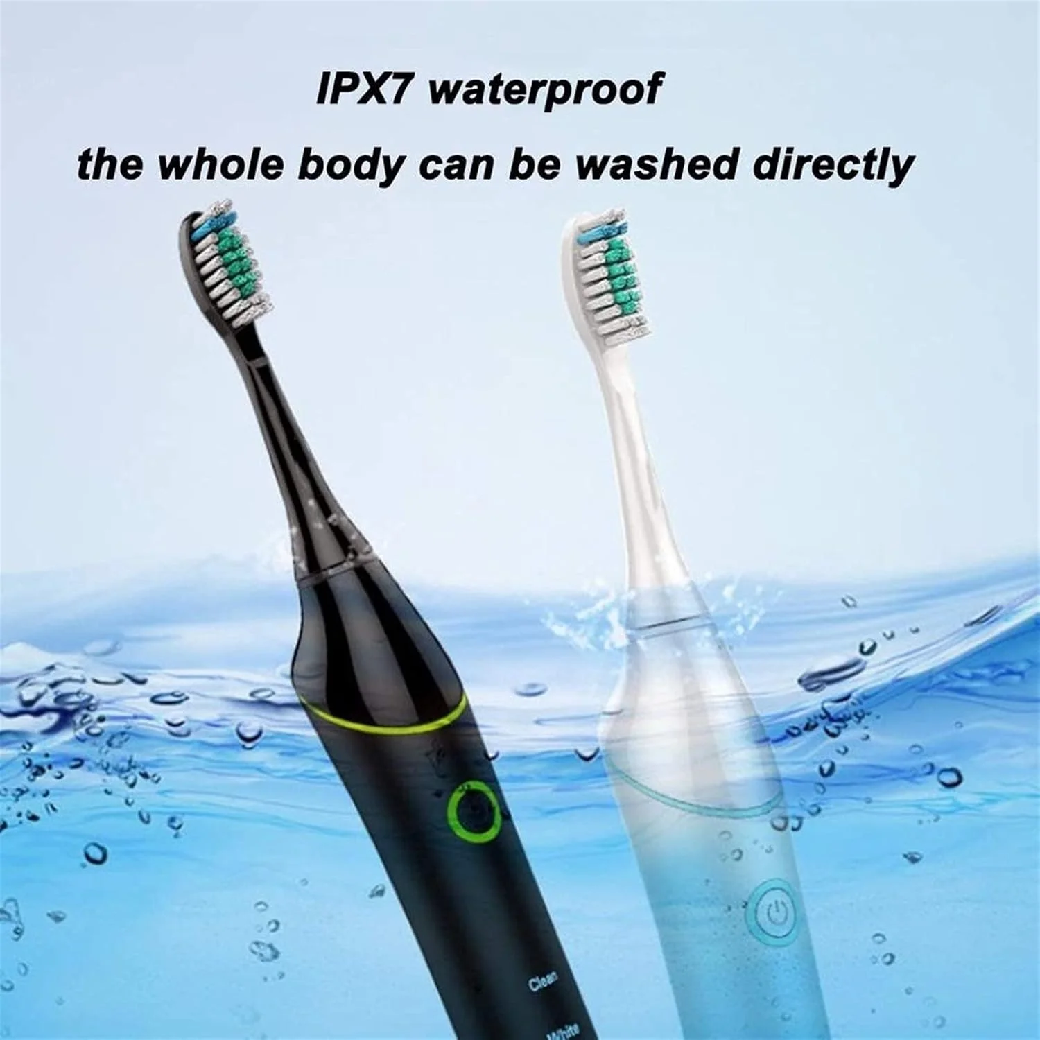 مسواک برقی UOOD، مسواک‌های برقی صوتی سفید کننده آرام‌تر برای بزرگسالان، قابل شارژ با 3 حالت، 2 سری و 1 کیف مسافرتی شامل عملکرد تمیز کنندگی قدرتمند (رنگ: سفید)