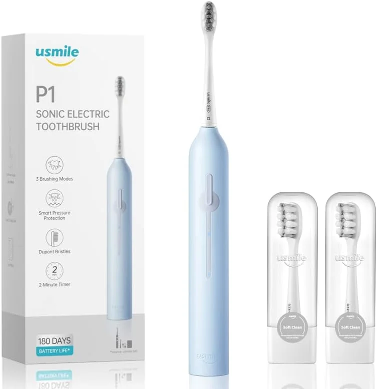 مسواک برقی یوسمایل، مسواک برقی صوتی قابل شارژ USB برای بزرگسالان، مسواک سفید کننده با تایمر هوشمند، شارژ سریع 4 ساعته برای 6 ماه، آبی P1 مسواک برقی یوسمایل، مسواک برقی صوتی قابل شارژ USB برای بزرگسالان، مسواک سفید کننده با تایمر هوشمند، شارژ سریع 4 ساعته برای 6 ماه، آبی P1