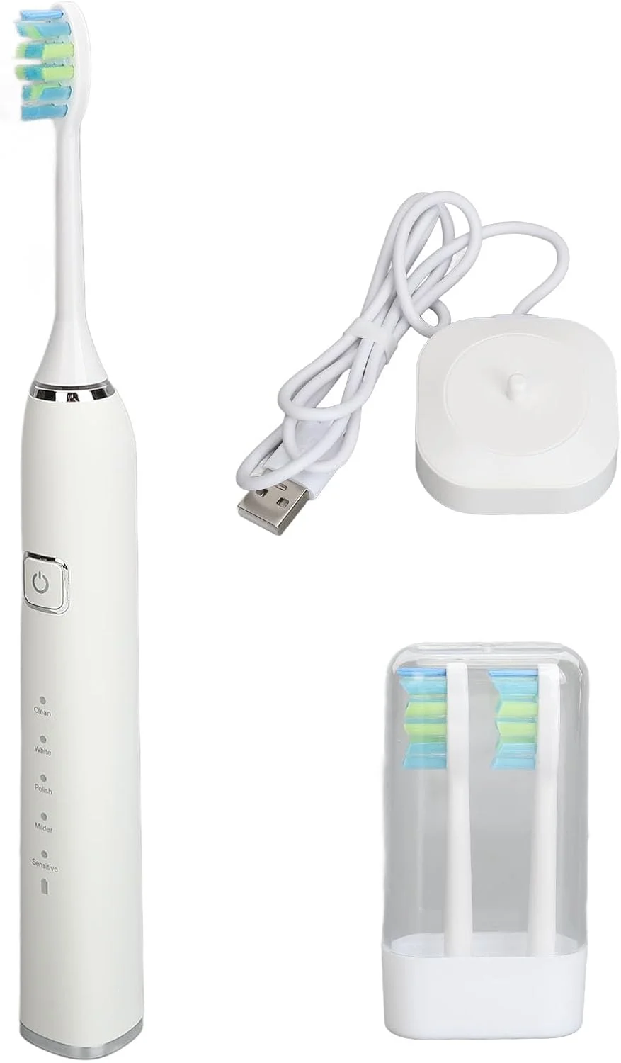 مسواک برقی وومکو، مسواک شارژی سونیک، 5 حالت IPX7 ضد آب 1200mAh مسواک هوشمند، با سر برس برای مسافرت خانگی (سفید) مسواک برقی وومکو، مسواک شارژی سونیک، 5 حالت IPX7 ضد آب 1200mAh مسواک هوشمند، با سر برس برای مسافرت خانگی (سفید)