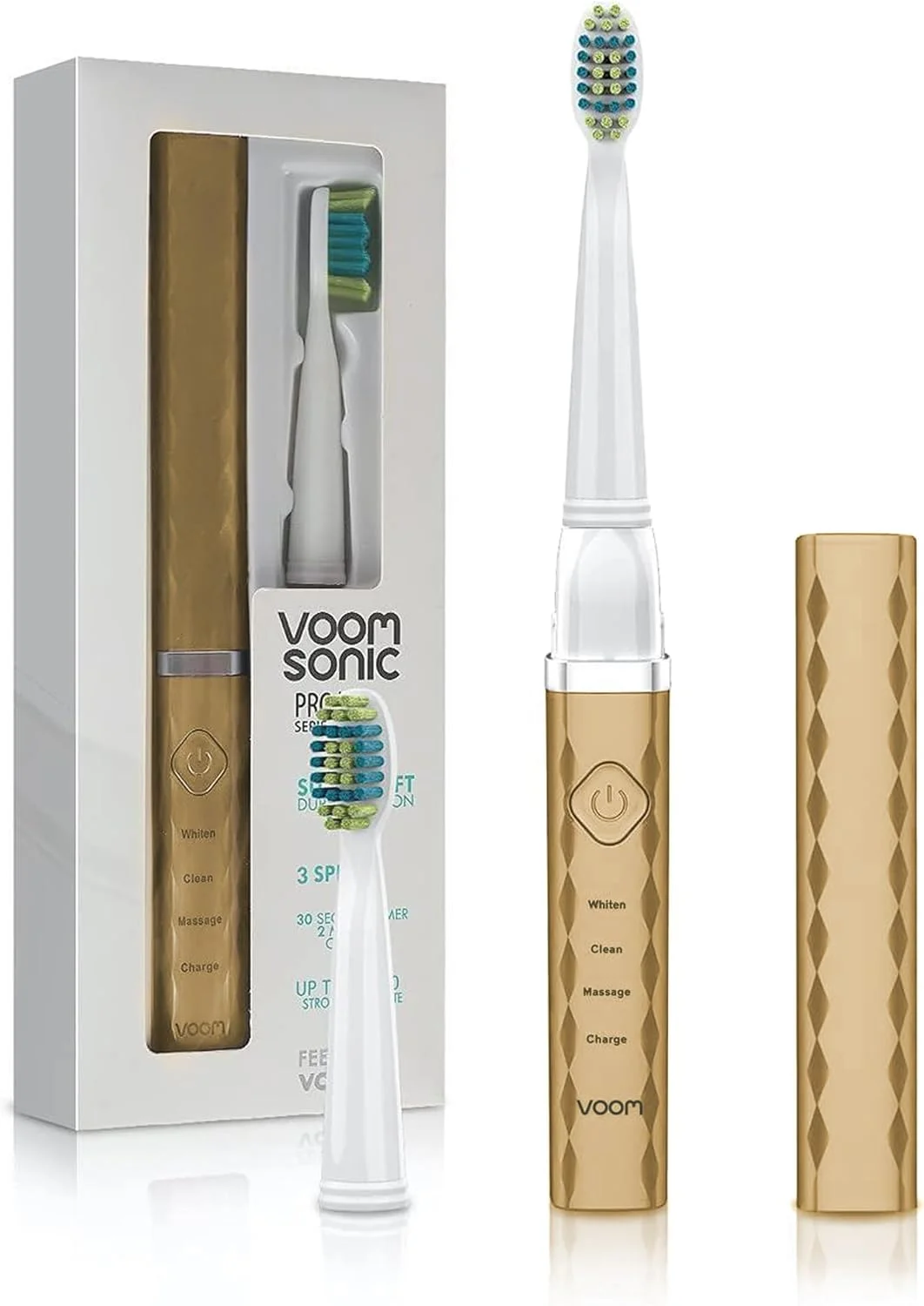 مسواک برقی شارژی Voom Sonic Pro 3 با برس نرم نایلونی Dupont، توصیه شده توسط دندانپزشکان، مراقبت از دهان قابل حمل، تایمر 2 دقیقه ای، 3 سرعت قابل تنظیم، طراحی سبک وزن - طلایی مسواک برقی شارژی Voom Sonic Pro 3 با برس نرم نایلونی Dupont، توصیه شده توسط دندانپزشکان، مراقبت از دهان قابل حمل، تایمر 2 دقیقه ای، 3 سرعت قابل تنظیم، طراحی سبک وزن - طلایی