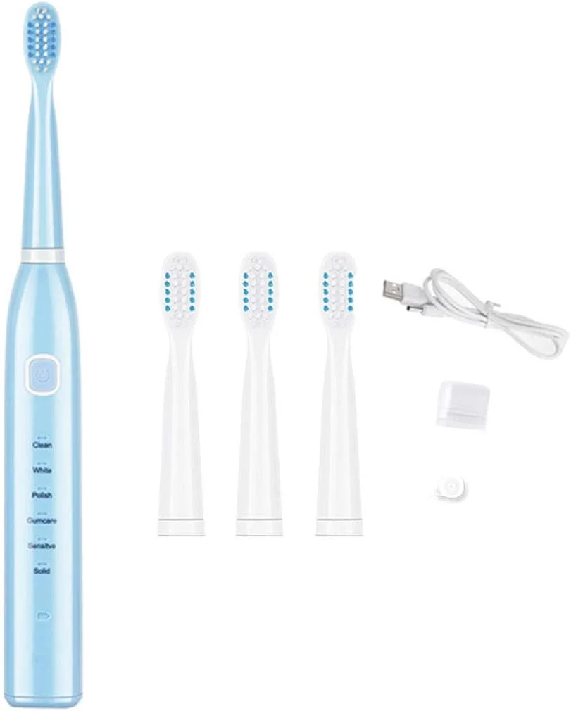 مسواک برقی ویبره ای 6 سرعته با شارژ USB قدرتمند و ضد آب IPX7 (رنگ: صورتی)