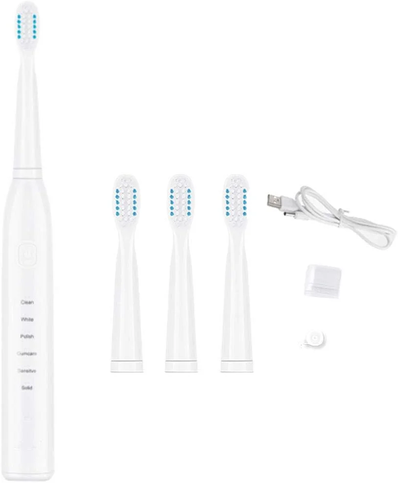 مسواک برقی ویبره ای 6 سرعته با شارژ USB قدرتمند و ضد آب IPX7 (رنگ: صورتی)