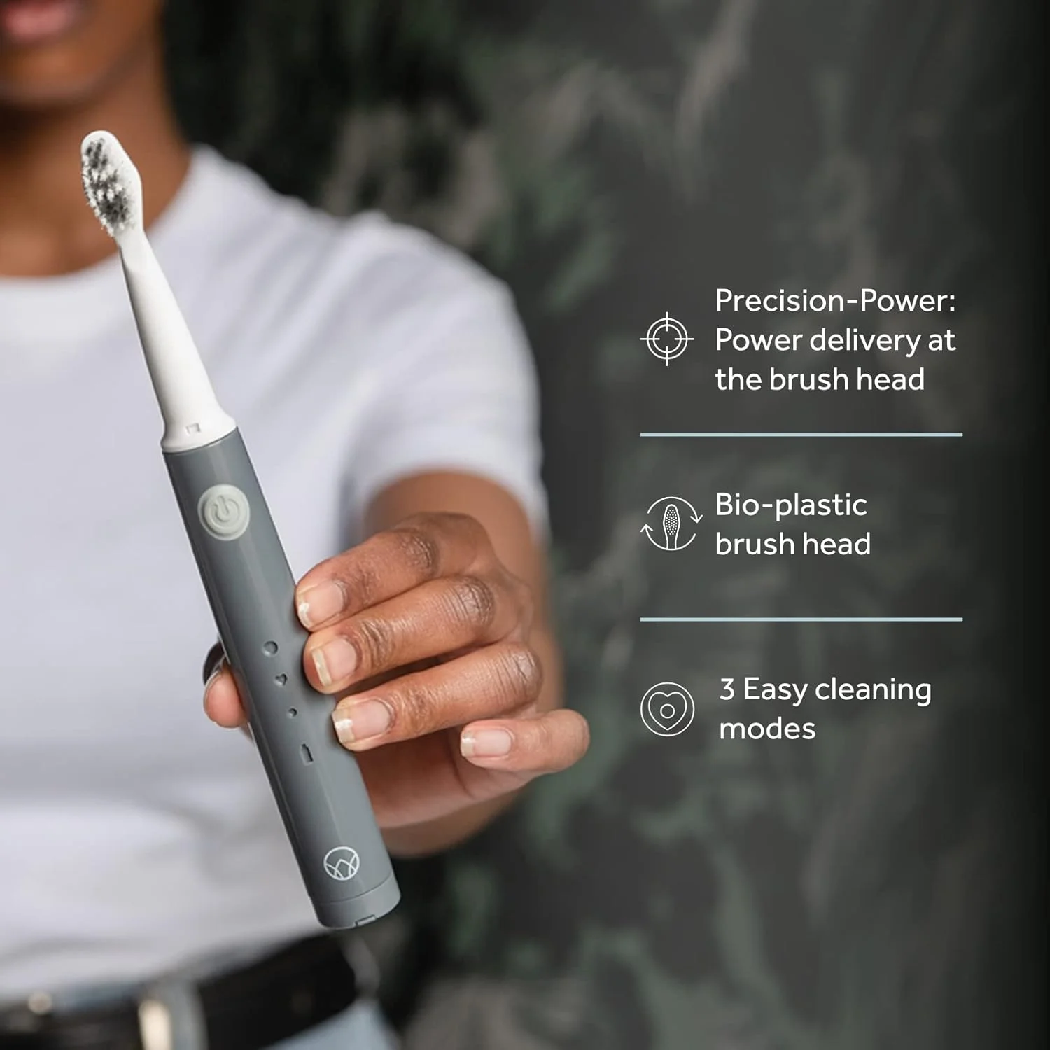 مسواک برقی صوتی پایدار Waken، فناوری قدرت دقیق برای از بین بردن پلاک و لبخند بدون لک، مراقبت از دهان برای آقایان و بانوان در رنگ خاکستری گرافیتی