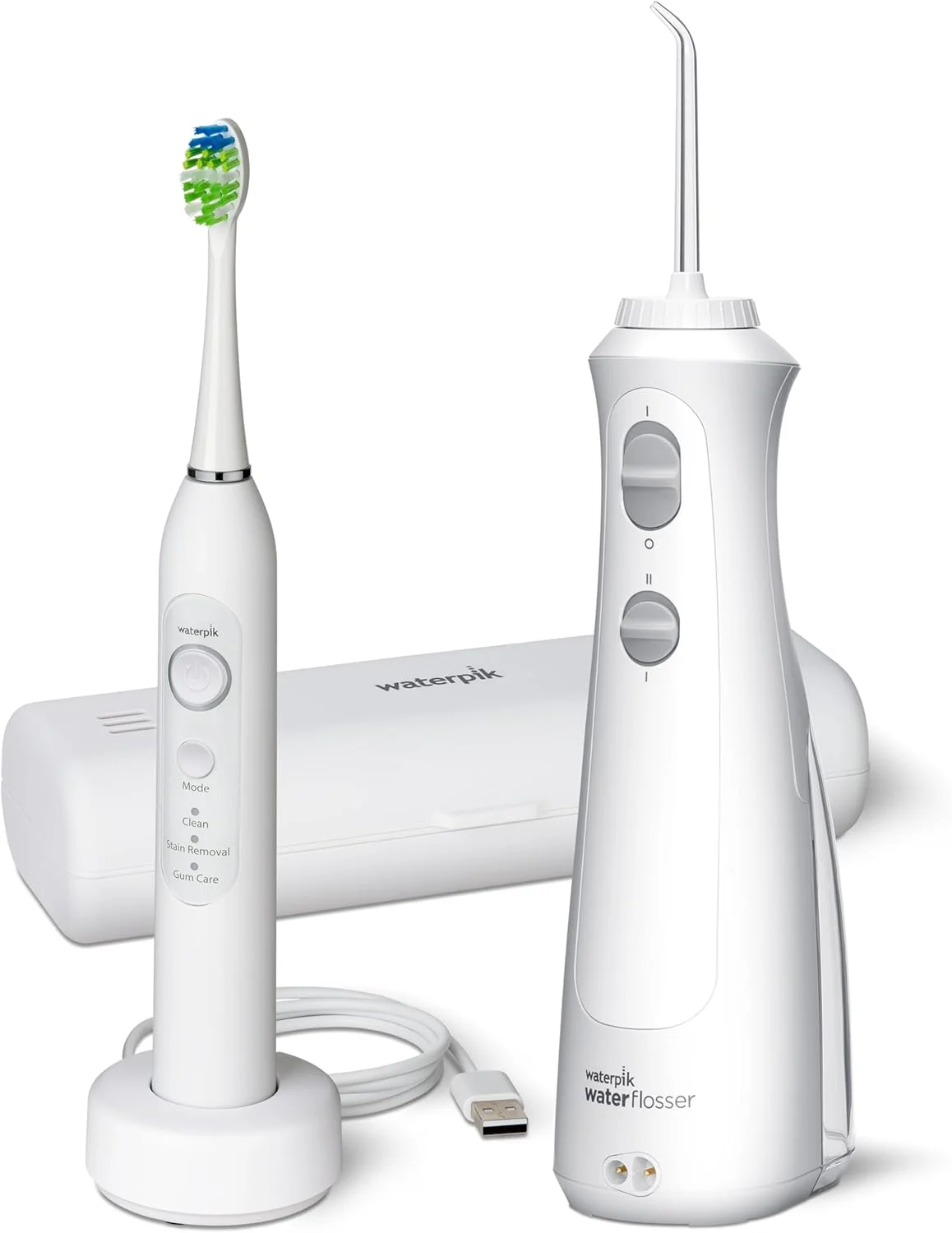 ست مسواک برقی شارژی Waterpik Cordless Pearl و Sensonic و نخ دندان آبی، مراقبت کامل از دندان ها، لثه ها، ارتودنسی و مسافرت - مورد تایید ADA، سفید ست مسواک برقی شارژی Waterpik Cordless Pearl و Sensonic و نخ دندان آبی، مراقبت کامل از دندان ها، لثه ها، ارتودنسی و مسافرت - مورد تایید ADA، سفید