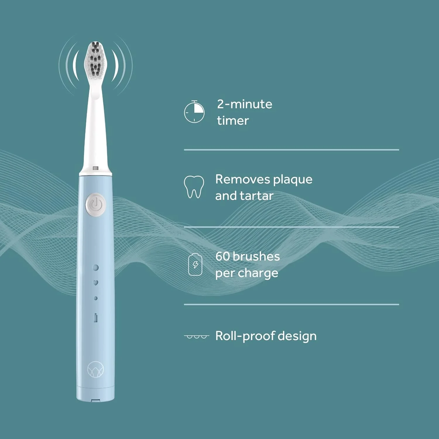 مسواک برقی سونیک پایدار Waken، فناوری قدرت-دقیق برای حذف پلاک و لبخند بدون لکه، مراقبت دهان و دندان برای آقایان و بانوان در رنگ آبی نعنایی