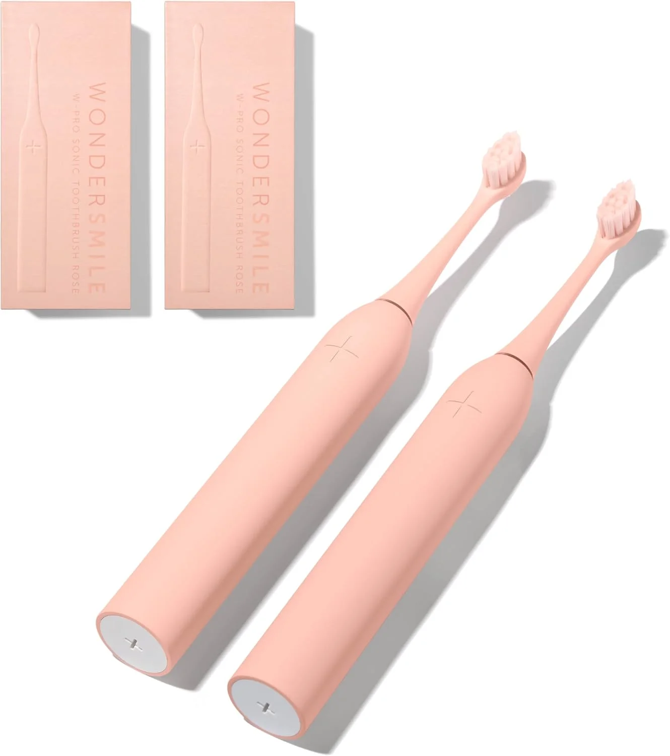 مسواک برقی دوقلو سونیک Wondersmile PRO - مسواک برقی با 4 برنامه تمیز کردن - مسواک اولتراسونیک با سر برس هوشمند (رز اتمی)