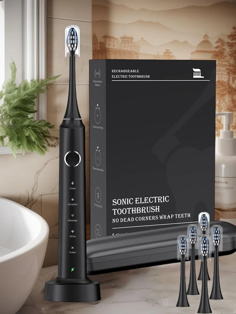 مسواک برقی سری X700 فوق العاده سفید کننده - 5 حالت با تایمر هوشمند - 6 سر برس و کیف مسافرتی - شارژ بی سیم - صوتی - ضد آب - مسواک زدن در حین دوش گرفتن