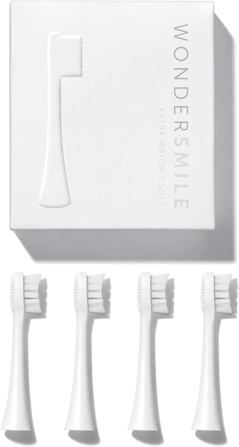 سری یدک مسواک صوتی Wondersmile (نرم، کاملا سفید، بسته 4 عددی) - سر برس برای مسواک صوتی Wondersmile