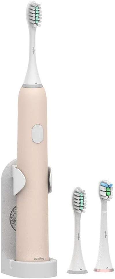 مسواک برقی صوتی XJZM، 4 حالت، 2 سر برس، شارژ سریع USB، منبع تغذیه، 1 ساعت شارژ، حداقل 30 روز استفاده (صورتی)