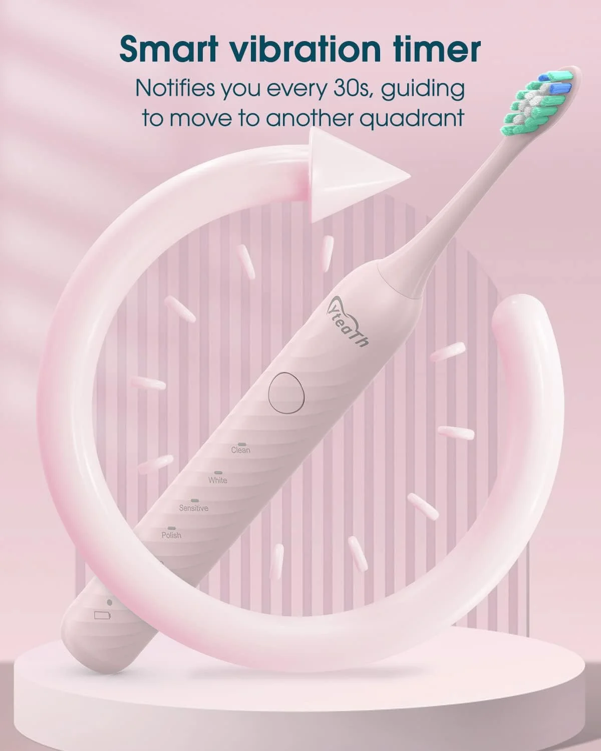 مسواک برقی بزرگسال YTEATH PRO با 6 سری مسواک، مسواک صوتی قابل شارژ، عمر باتری فوق العاده طولانی، 4 ساعت زمان شارژ و 180 روز استفاده، صورتی مسواک برقی بزرگسال YTEATH PRO با 6 سری مسواک، مسواک صوتی قابل شارژ، عمر باتری فوق العاده طولانی، 4 ساعت زمان شارژ و 180 روز استفاده، صورتی