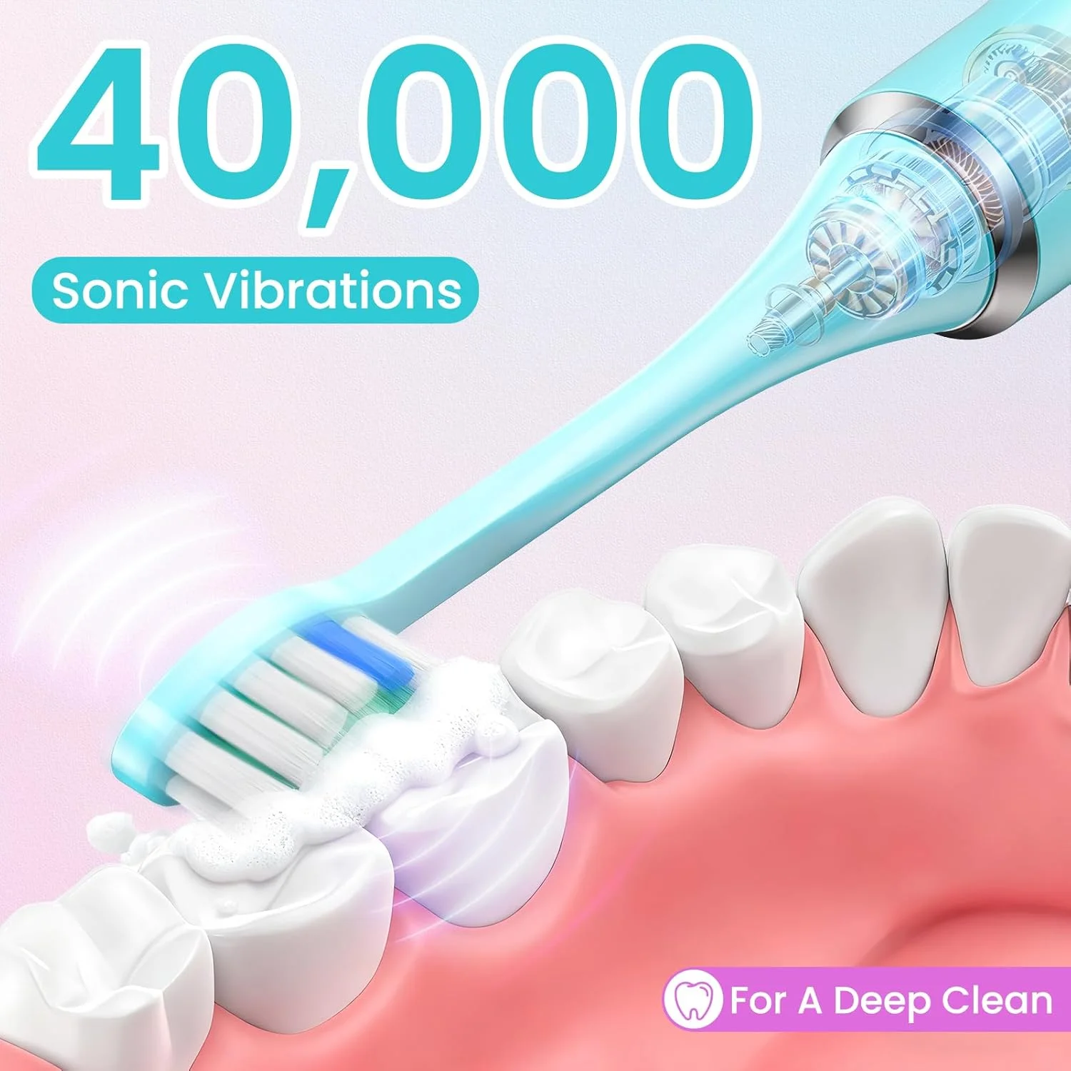 مسواک برقی یونچی مدل Y7، مناسب بزرگسالان و کودکان، مسواک صوتی قابل شارژ USB-C با 5 حالت و تایمر هوشمند 2 دقیقه ای، برس های نرم، 8 سری برس و کیف مسافرتی، آبی